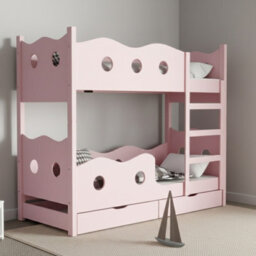 Nemo 180 Bunk Bed For 2 With Mattresses Slats And Storage Durable Functional Kids And Teen Furniture For Any Bedroom Pink