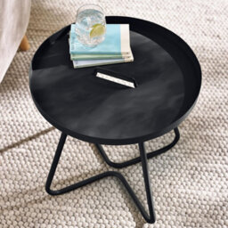 Furniturebox Uk Lyon Round Black Metal Side Table For Outdoor & Indoor Use - thumbnail 3