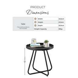 Furniturebox Uk Lyon Round Black Metal Side Table For Outdoor & Indoor Use - thumbnail 4