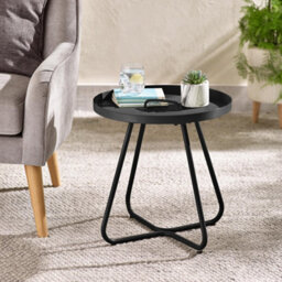 Furniturebox Uk Lyon Round Black Metal Side Table For Outdoor & Indoor Use - thumbnail 2
