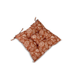 B Essentials Felicity Terra Cotta Floral Outdoor Square Seat Pad, Pair (L)43Cm X (W)43Cm - thumbnail 1