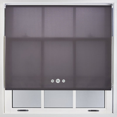Furnished Roller Blind With Triple Chrome Round Eyelet And Metal Fittings - Dark Grey Daylight Shade (W)120Cm X (L)210Cm