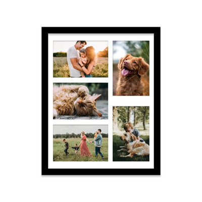14X11 Inch 5 Opening Photo Collage Frame, Display Five 6X4 Inch Photos, Multi Aperture Family Picture Frame, Black - image 1
