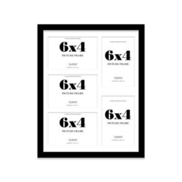 14X11 Inch 5 Opening Photo Collage Frame, Display Five 6X4 Inch Photos, Multi Aperture Family Picture Frame, Black - thumbnail 2