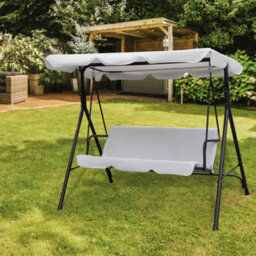 Alivio 3 Seater Garden Patio Swing Chair, Waterproof Uv Resistant Padded Seat Cushion Swing Bench Steel Frame Backyard Top Roof - thumbnail 4