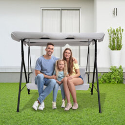 Alivio 3 Seater Garden Patio Swing Chair, Waterproof Uv Resistant Padded Seat Cushion Swing Bench Steel Frame Backyard Top Roof - thumbnail 7