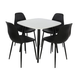 Core Products Aspen White 80Cm Square Dining Table With 4 Black Plastic Curve Design Chairs - thumbnail 2