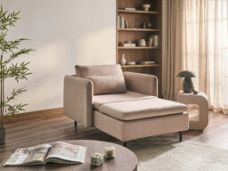 Beliani Chaise Longue Egeris Fabric Beige - thumbnail 2