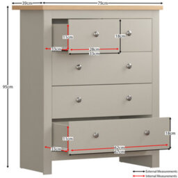 Lassic Vida Designs Arlington Grey 3+2 Drawer Chest (H)950mm (W)790mm (D)395mm - thumbnail 2
