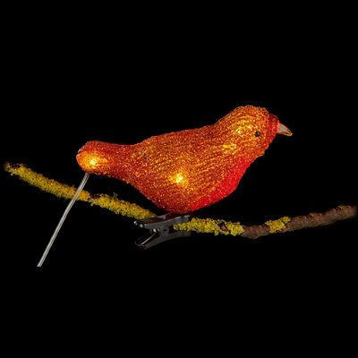 Premier Decorations Limited 5 Acrylic Christmas Robin Lights Clip On Christmas Robins Warm White Leds 16Cm - image 1