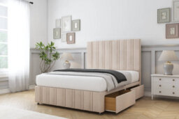 "Sloomy Langston Sand Naples Divan Bed Set 2 Drawers Left Side - 54"" Floor Standing & 12""  Footboard 5' King" - thumbnail 3