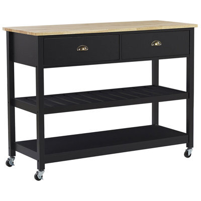 Beliani Kitchen Trolley Navarino Wood Black - image 1