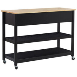 Beliani Kitchen Trolley Navarino Wood Black - thumbnail 7
