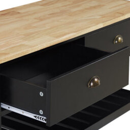 Beliani Kitchen Trolley Navarino Wood Black - thumbnail 8