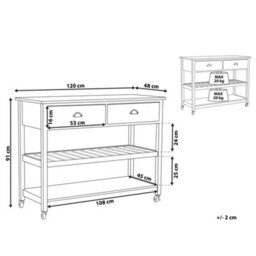 Beliani Kitchen Trolley Navarino Wood Black - thumbnail 3