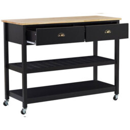 Beliani Kitchen Trolley Navarino Wood Black - thumbnail 6