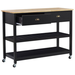 Beliani Kitchen Trolley Navarino Wood Black - thumbnail 5