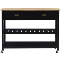 Beliani Kitchen Trolley Navarino Wood Black - thumbnail 4