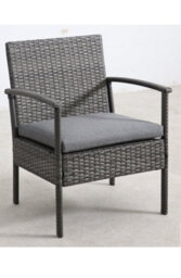 Sh&g Heaton 4 Seater Sofa Set - 4 Piece Table, Chairs & Sofa - Steel & Grey Rattan With Grey Cushions - Indoor & Outdoor - thumbnail 7