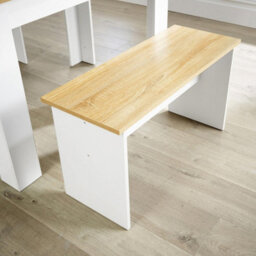 Home Source Camden Kitchen Breakfast Dining Table And Bench Set White - thumbnail 3
