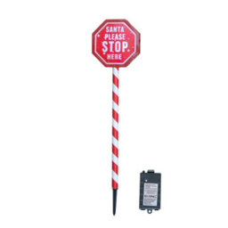 Samuel Alexander 80Cm Battery Operated Light Up Santa Stop Here Sign With White Leds - thumbnail 8