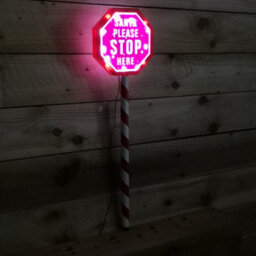 Samuel Alexander 80Cm Battery Operated Light Up Santa Stop Here Sign With White Leds - thumbnail 4