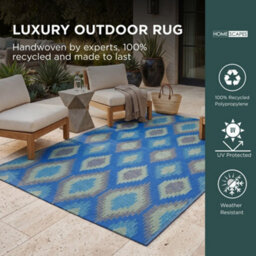 Homescapes Amber Ikat Green & Blue Outdoor Rug, 240 X 300 Cm - thumbnail 2