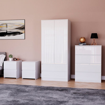 Lassic Vida Designs Glinton 4 Piece White Fsc Bedroom Set - (8 Drawer Chest, 2 Door Wardrobe, 2 Drawer Bedside Chest X2) - image 1
