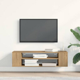Berkfield Modern Wall Mounted Tv Cabinet In Artisan Oak - 100X30X26.5 Cm, Made From Engineered Wood - thumbnail 4