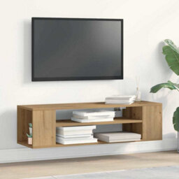 Berkfield Modern Wall Mounted Tv Cabinet In Artisan Oak - 100X30X26.5 Cm, Made From Engineered Wood - thumbnail 2