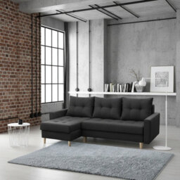 Bodo Modern Scandi Sofa Comfortable Fabric Upholstered Settee Minimalist 3 Seater Couch For Living Room Black - thumbnail 1