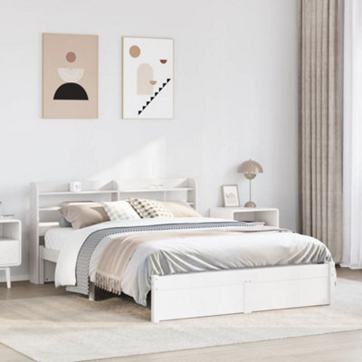Berkfield Bed Frame With Headboard Without Mattress White 150X200 Cm King Size - image 1