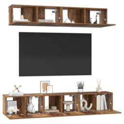 Berkfield Modern Tv Cabinet Set 5 Pcs Old Wood Standard Medium Engineered Wood - thumbnail 3
