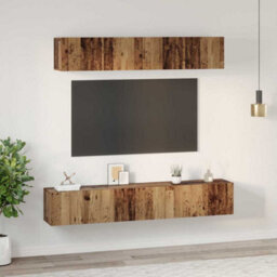 Berkfield Modern Tv Cabinet Set 5 Pcs Old Wood Standard Medium Engineered Wood - thumbnail 4