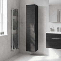 Balterley Bramshall Modern Bathroom 1 Soft Close Door Wall Hung Tall Storage Unit, Charcoal Black With Handle, 300 mm - thumbnail 4