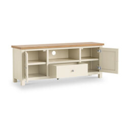 Farro Xl Cream 150Cm Tv Unit - Fully Assembled - Painted With Oak Top By Roseland Furniture - thumbnail 4