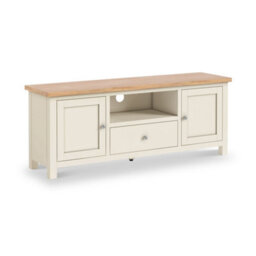 Farro Xl Cream 150Cm Tv Unit - Fully Assembled - Painted With Oak Top By Roseland Furniture