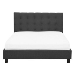 Beliani Bed Fabric La Rochelle 140 X 200 Cm (Eu Double) Dark Grey - thumbnail 4