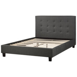 Beliani Bed Fabric La Rochelle 140 X 200 Cm (Eu Double) Dark Grey - thumbnail 5