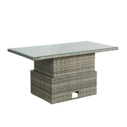 Pelias - Rattan Corner Sofa Set With Rising Table - 8 Seater, Grey Rattan Garden Set With Weatherproof Cushions - thumbnail 9