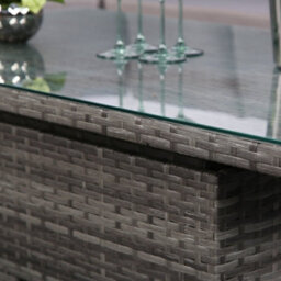 Pelias - Rattan Corner Sofa Set With Rising Table - 8 Seater, Grey Rattan Garden Set With Weatherproof Cushions - thumbnail 4