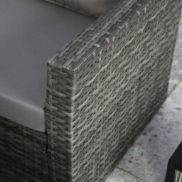 Pelias - Rattan Corner Sofa Set With Rising Table - 8 Seater, Grey Rattan Garden Set With Weatherproof Cushions - thumbnail 6