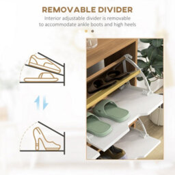 Homcom Shoe Storage Cabinet With 4 Flip Drawers For 8-16 Pairs, Natural - thumbnail 6