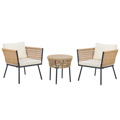 Beliani Bistro Set With Cushions Gargano Pe Rattan Natural - image 1