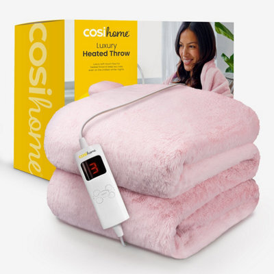 Cosi Home Faux Fur Electric Heated Throw - Pink - image 1
