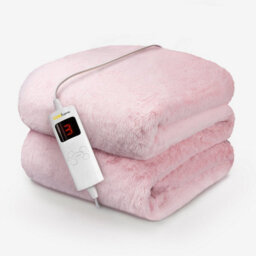 Cosi Home Faux Fur Electric Heated Throw - Pink - thumbnail 3
