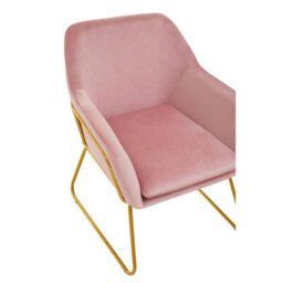 Orsina Sleek Pink Velvet Powder Gold Armchair, Easy Care Velvet Chairs, Indoor Dining With Velvet Dining Chair - thumbnail 7