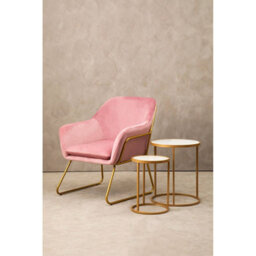 Orsina Sleek Pink Velvet Powder Gold Armchair, Easy Care Velvet Chairs, Indoor Dining With Velvet Dining Chair - thumbnail 5