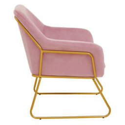 Orsina Sleek Pink Velvet Powder Gold Armchair, Easy Care Velvet Chairs, Indoor Dining With Velvet Dining Chair - thumbnail 3
