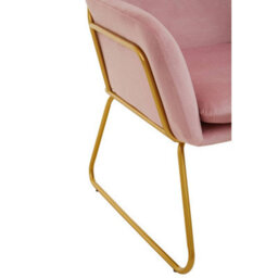 Orsina Sleek Pink Velvet Powder Gold Armchair, Easy Care Velvet Chairs, Indoor Dining With Velvet Dining Chair - thumbnail 8